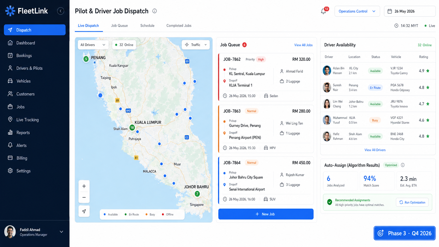 Pilot & Driver Job Dispatch